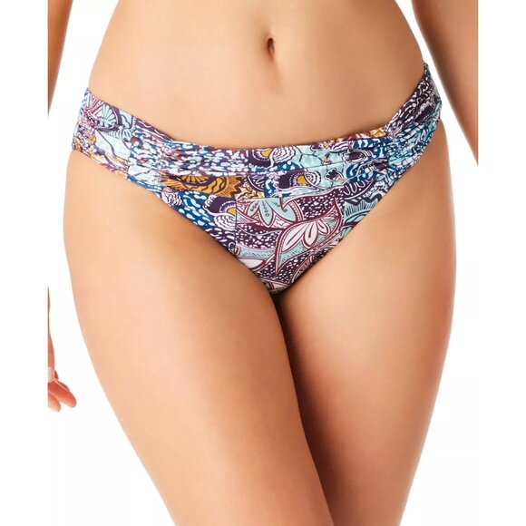 Bar III Boho By Nature Bikini Bottom S Multicolor Smocked Side Hipster Brief - Picture 1 of 6